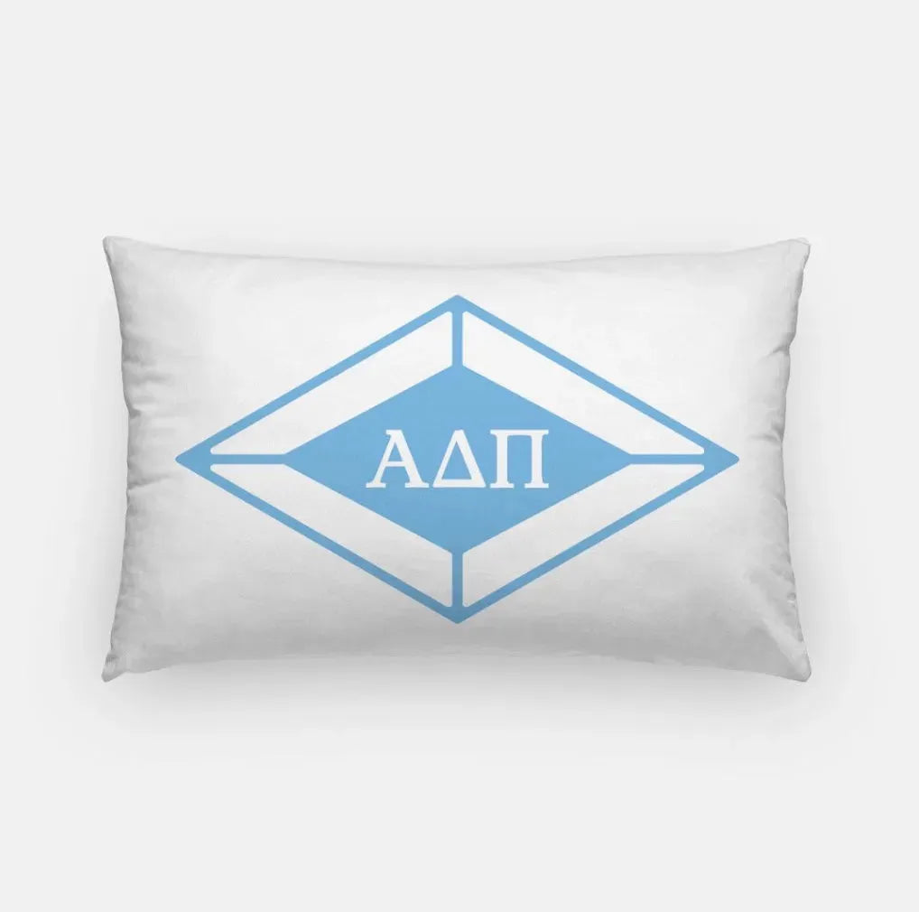 Alpha Delta Pi Lumbar Pillow Cover - Traditional Diamond White Adelphean Blue Pillow Covers