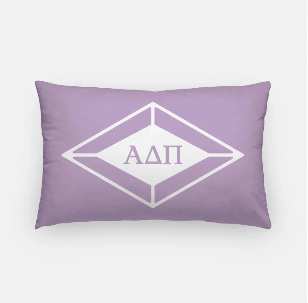 Alpha Delta Pi Lumbar Pillow Cover - Traditional Diamond Violet Pillow Covers