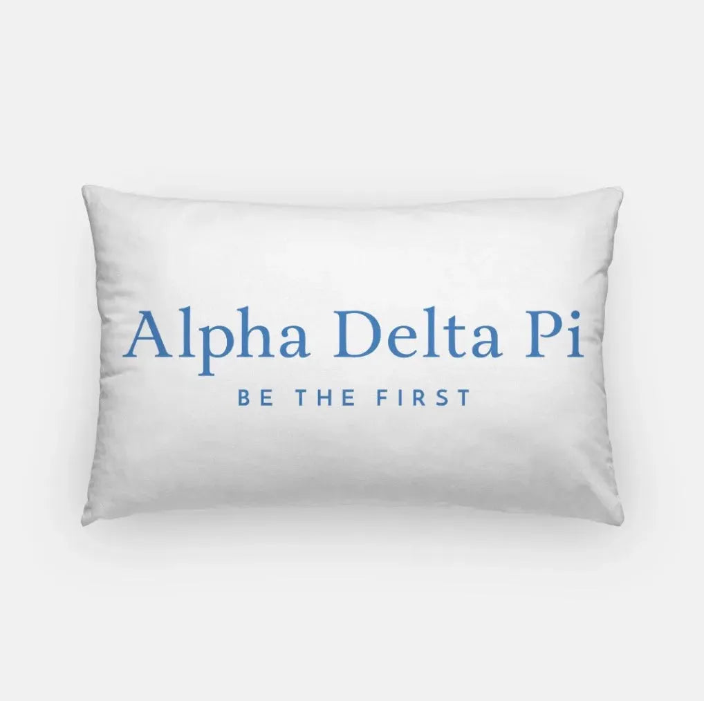 Alpha Delta Pi Lumbar Pillow Cover - Traditional White Azure Pillow Covers