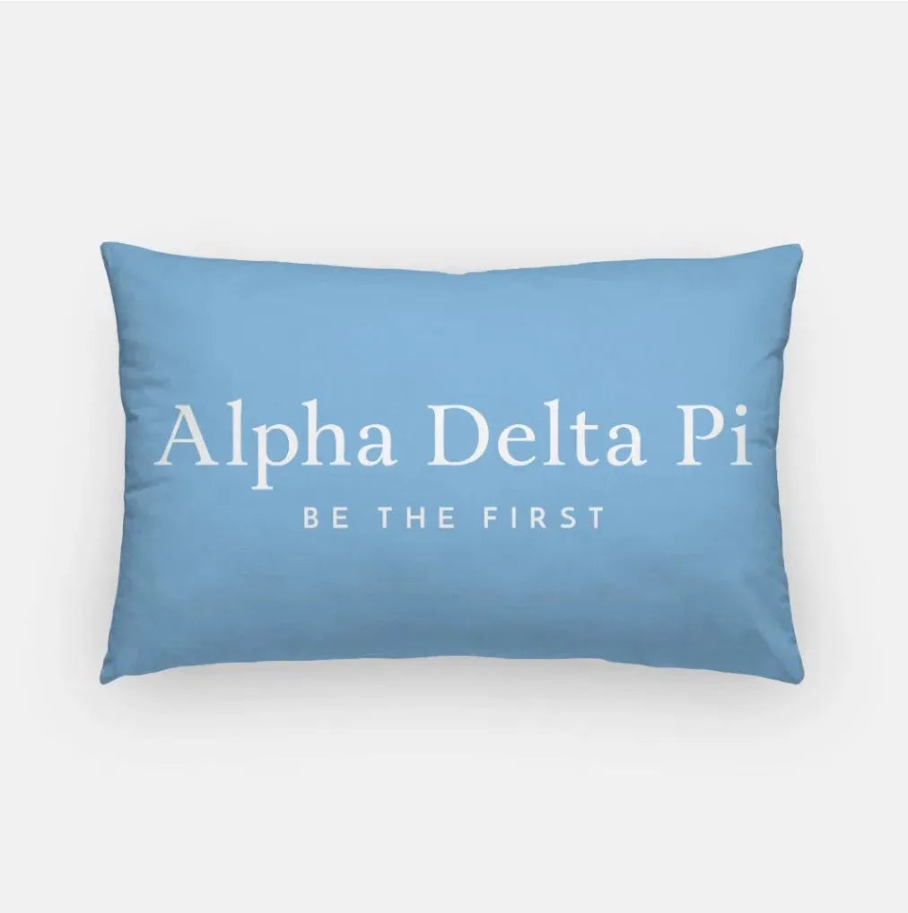 Alpha Delta Pi Lumbar Pillow Cover - Traditional Adelphean Blue Pillow Covers
