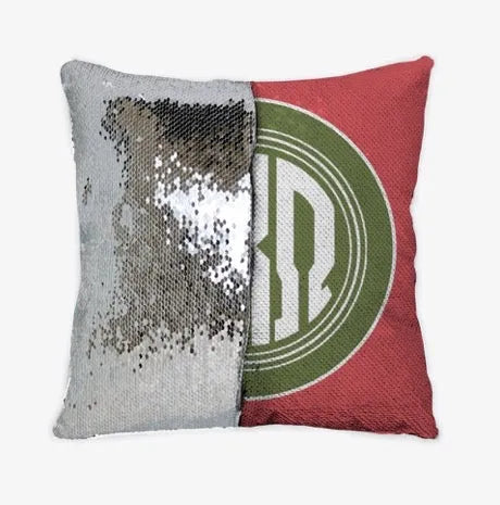 Alpha Chi Omega Monogram Sequin Reversible Pillow Cover | Gifts and Merchandise | Festive Fit Home