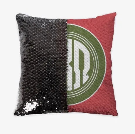 Alpha Chi Omega Monogram Sequin Reversible Pillow Cover | Gifts and Merchandise | Festive Fit Home