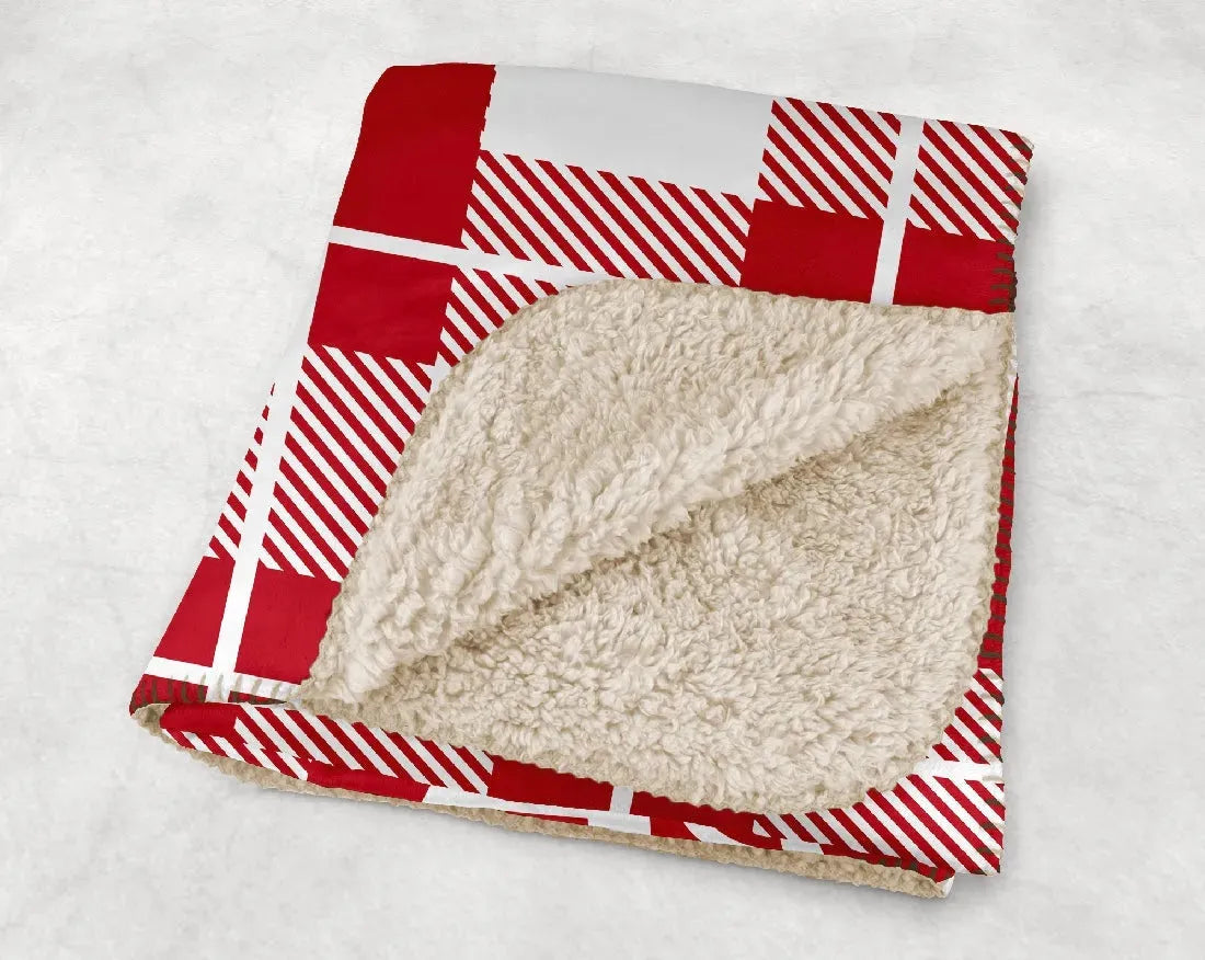 Alpha Omicron Pi XL 60x80 Plaid Sherpa Blanket Throw Blankets