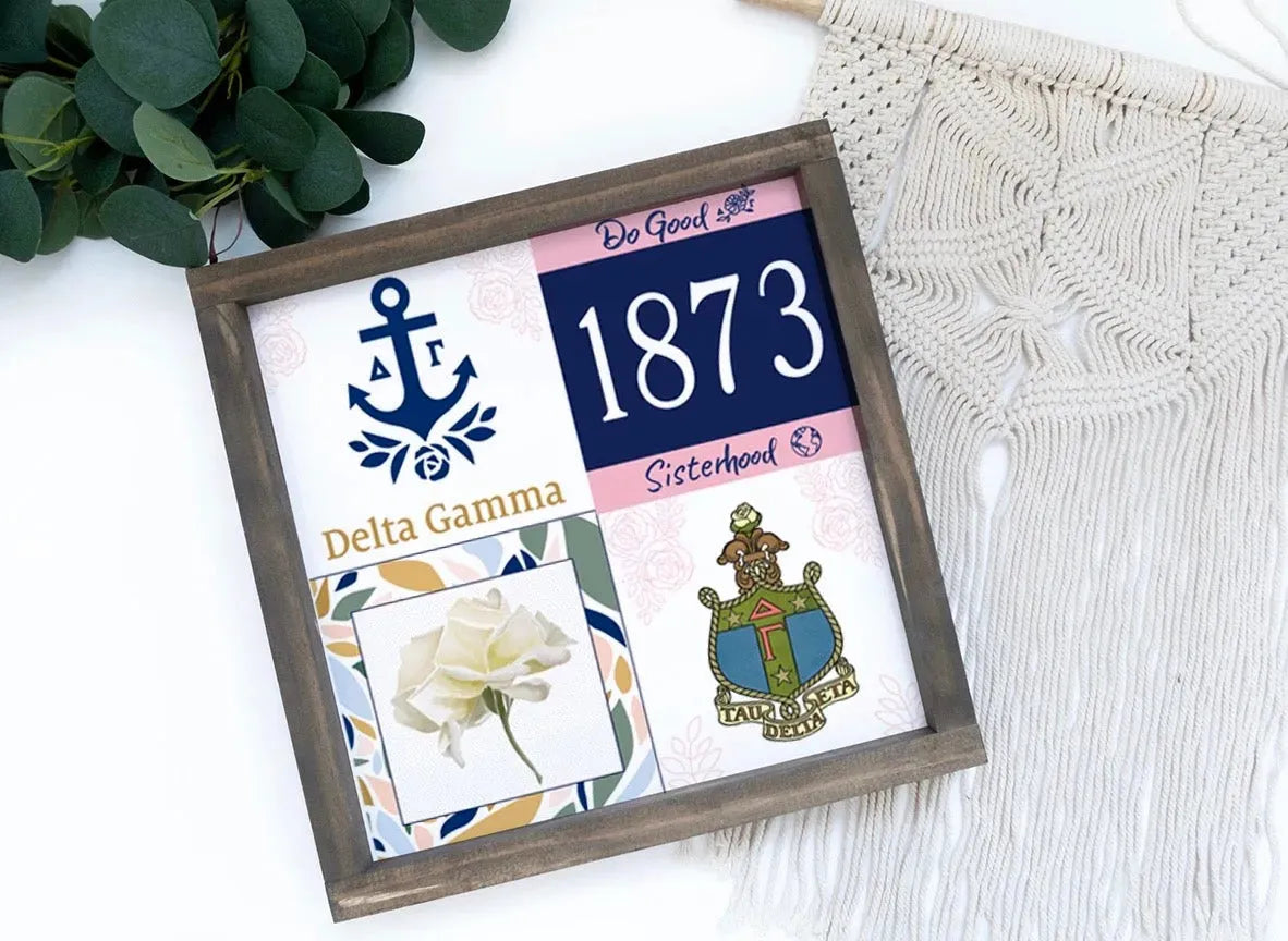 Delta Gamma 12x12 Wood Framed Sign - Color Block Wall Art & Signs