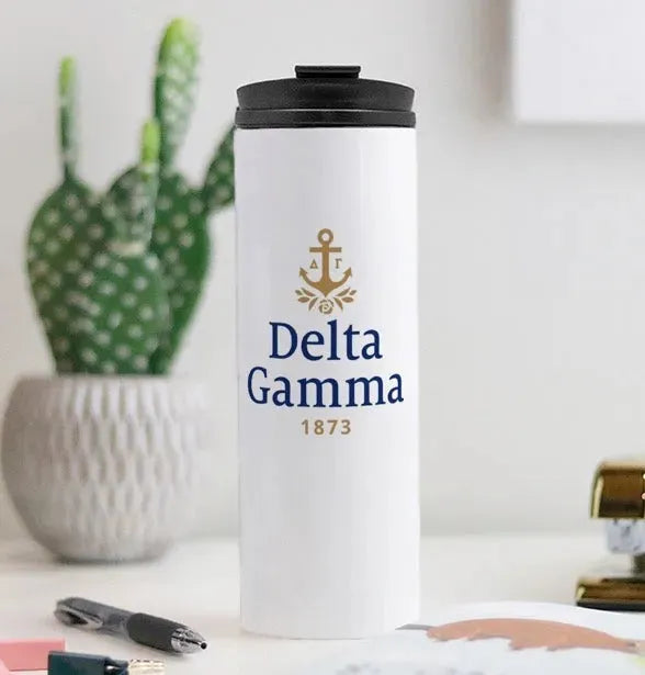 Delta Gamma Thermal Tumbler 16 oz. - White Traditional Logo Drinkware