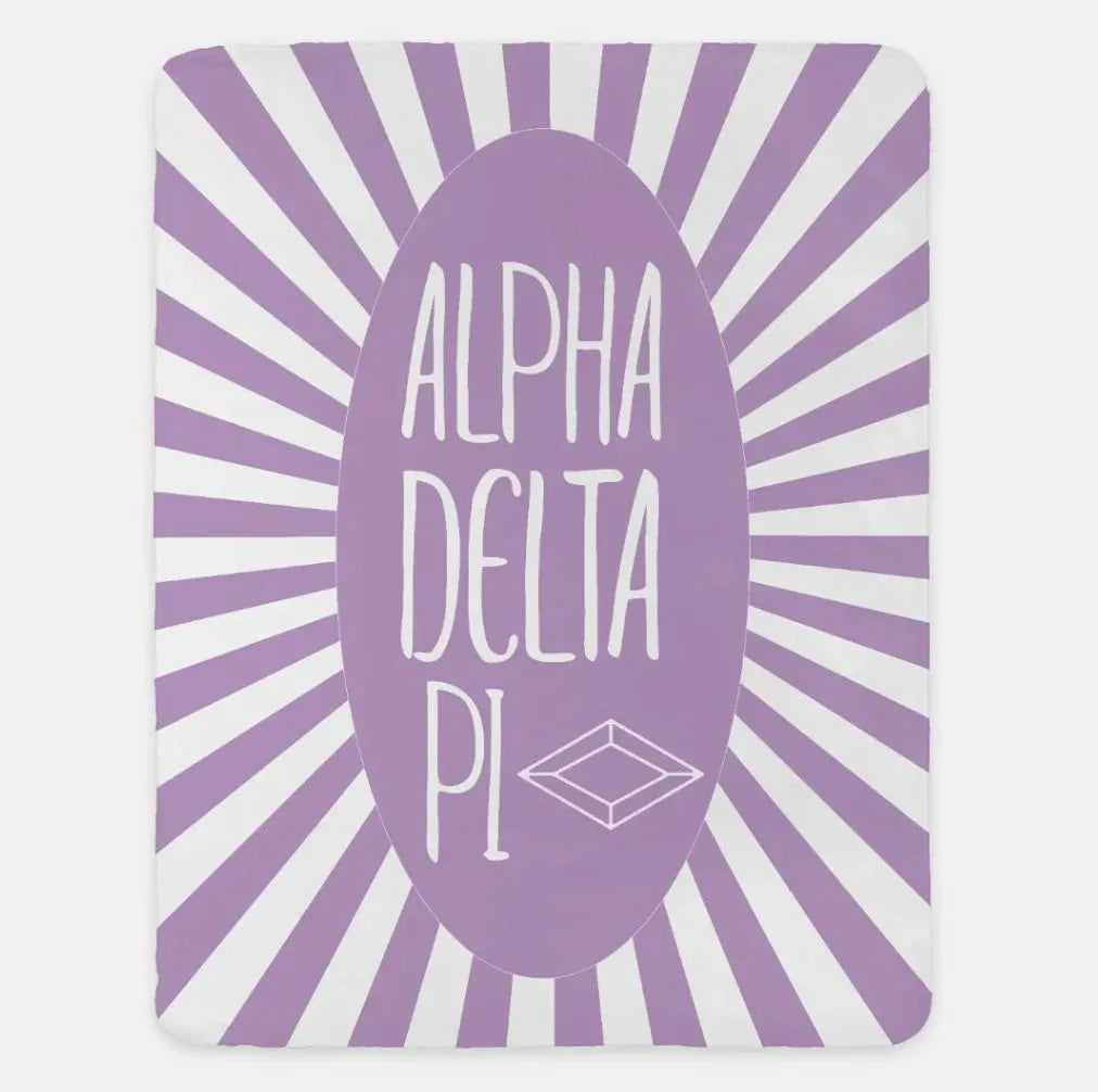 Alpha Delta Pi XL 60x80 Sherpa Throw Blanket - Starburst Violet Throw Blankets