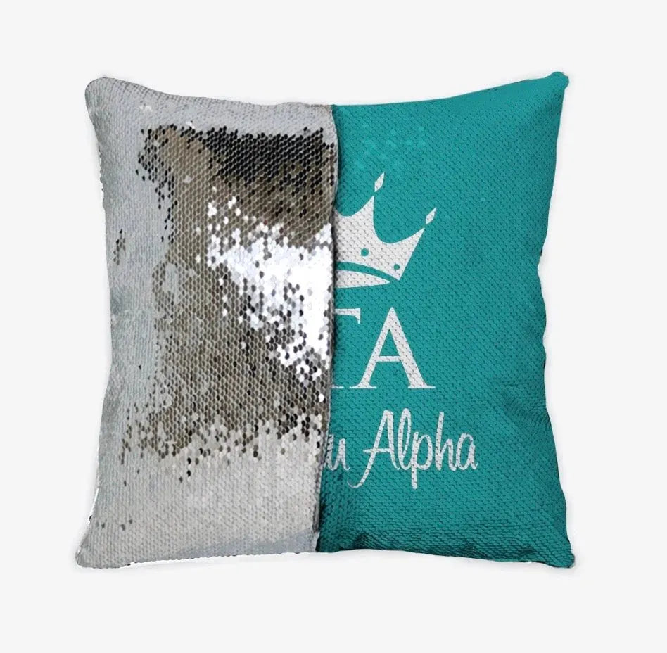 Zeta Tau Alpha Turquoise Sequin Pillow Cover Pillow Covers