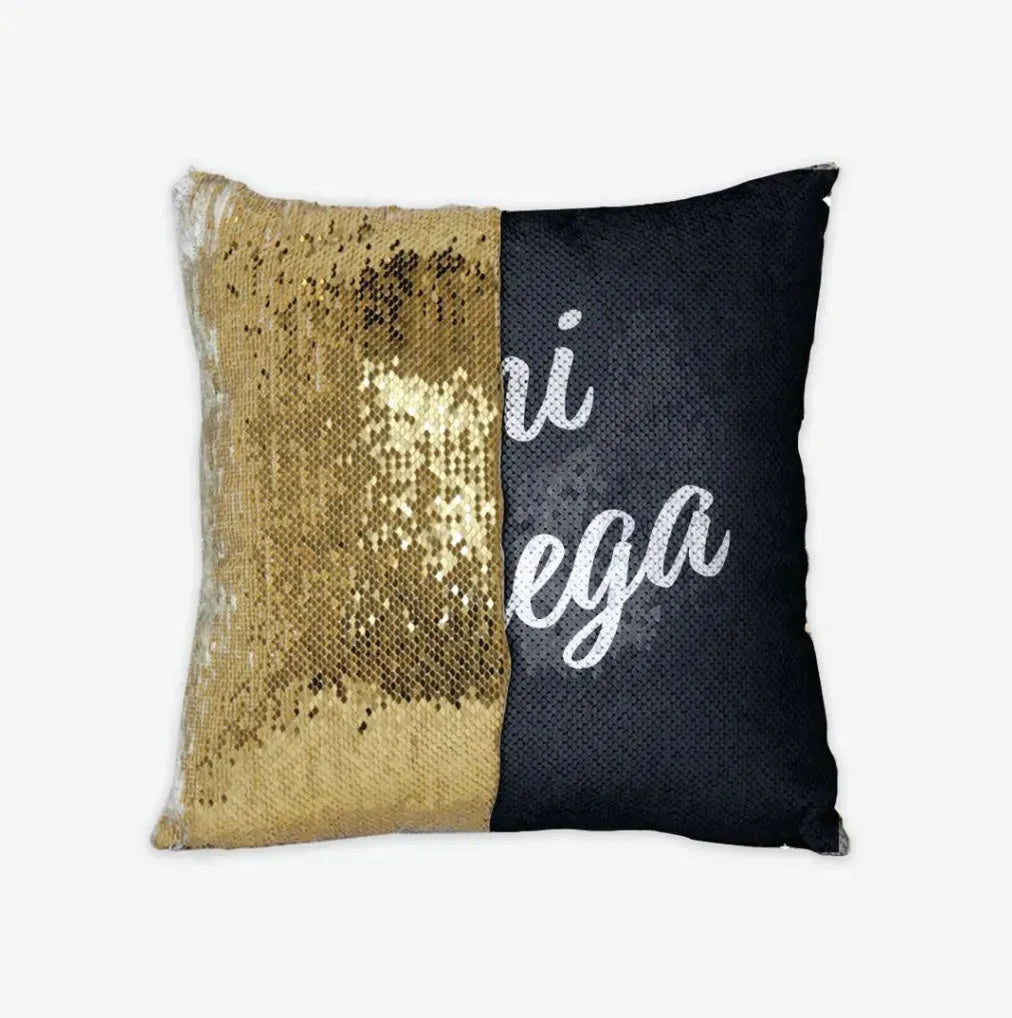 Chi Omega Sequin Pillow Cover Black Gold Pillow Covers