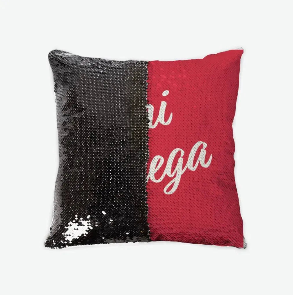 Chi Omega Sequin Pillow Cover Red Black Pillow Covers