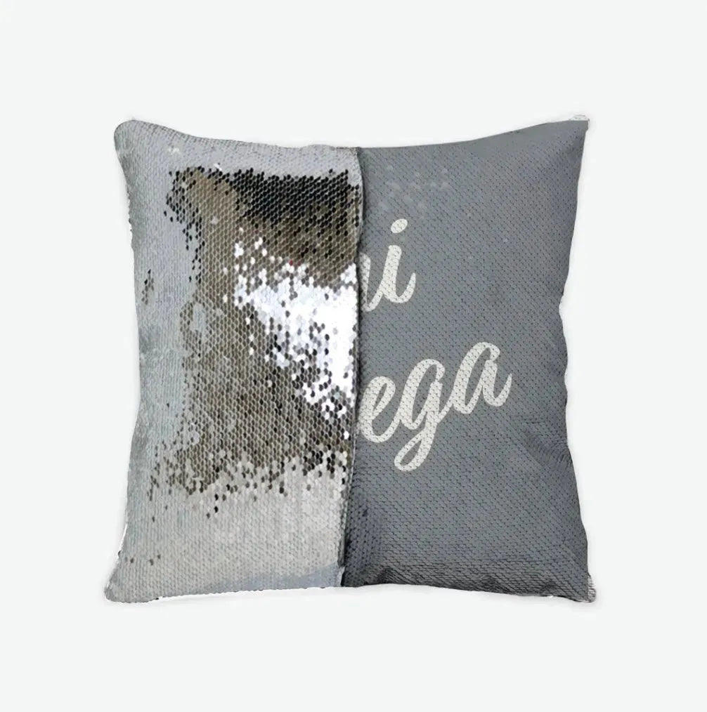 Chi Omega Sequin Pillow Cover Gray Silver Pillow Covers