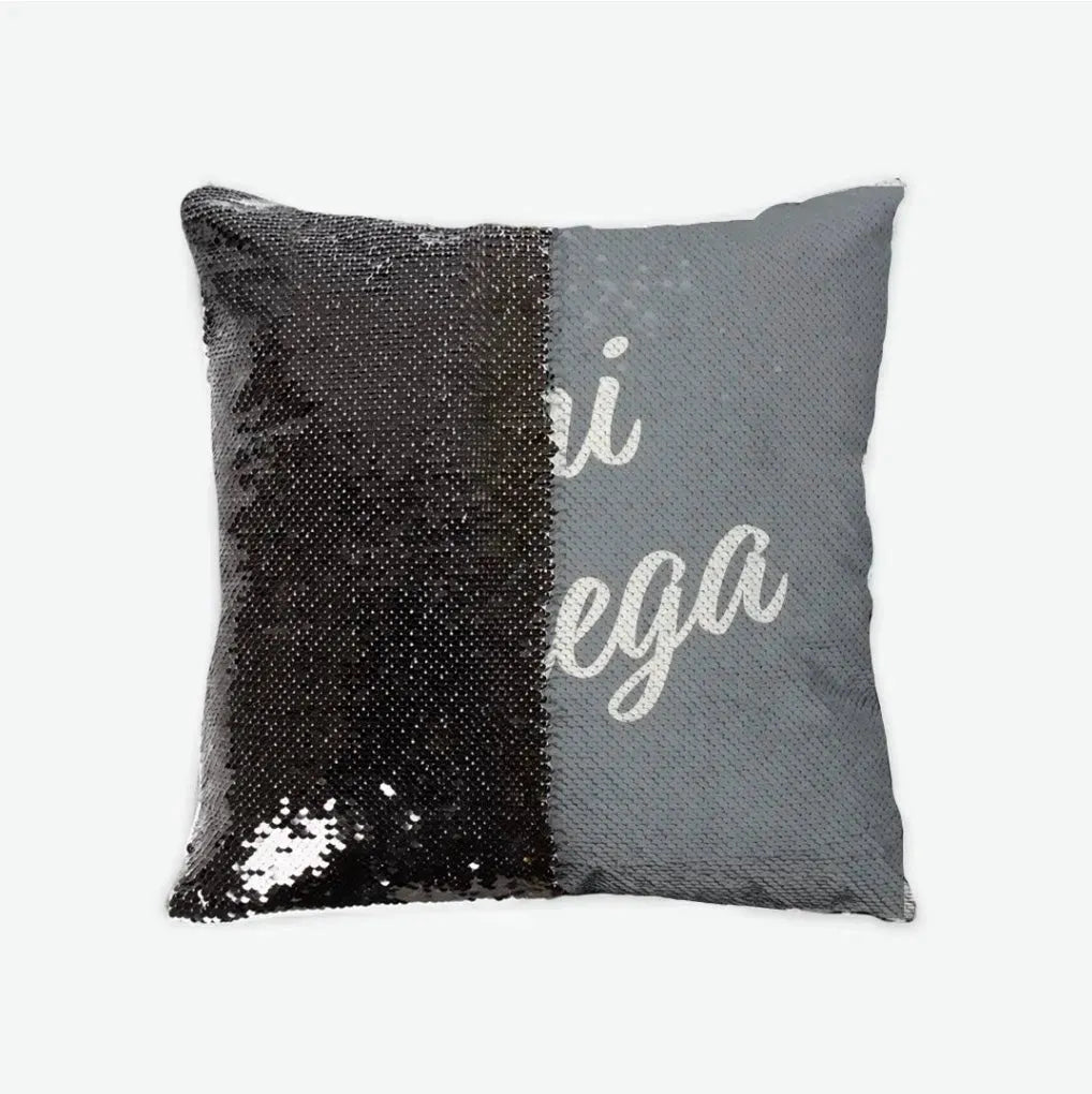 Chi Omega Sequin Pillow Cover Gray Black Pillow Covers