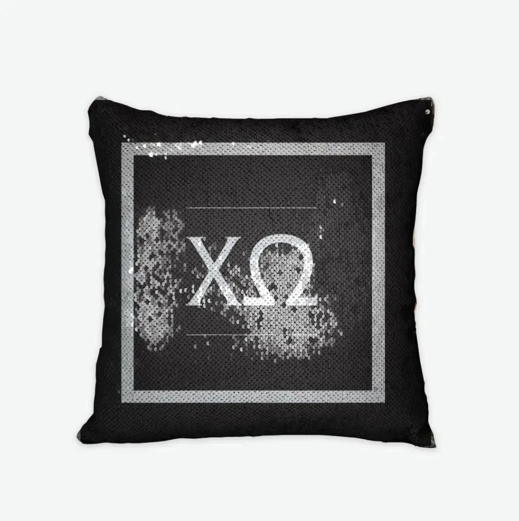 Chi Omega Sequin Pillow Cover - Greek Logo Pillow Covers
