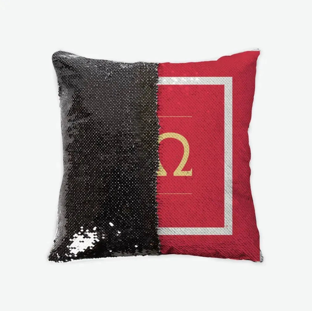 Chi Omega Sequin Pillow Cover - Greek Logo Red Black Pillow Covers