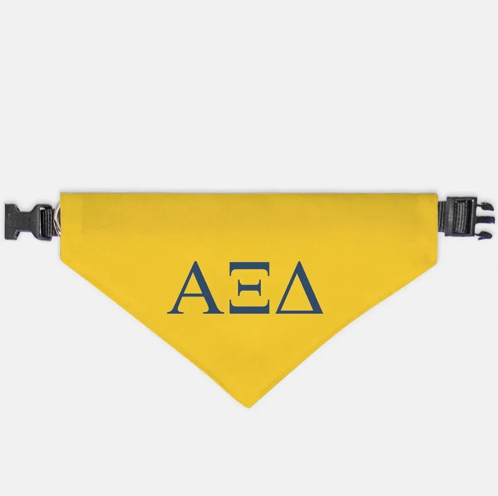 Alpha Xi Delta Pet Bandana - Greek Letters Gold XL Pet Bandanas