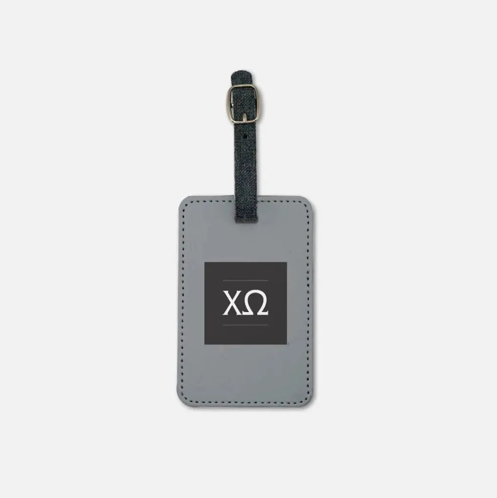 Chi Omega Luggage Tag (Set of 2) - Greek Letters Gray Luggage Tags