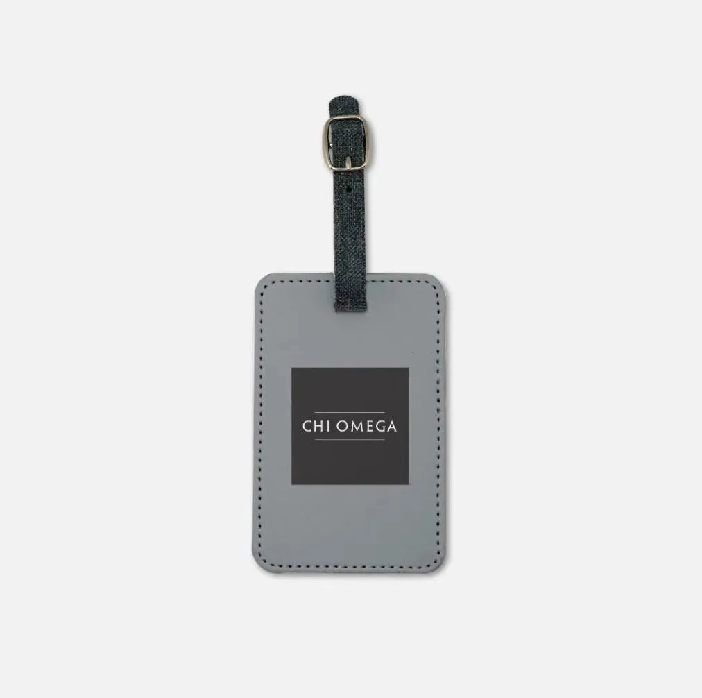 Chi Omega Luggage Tag (Set of 2) - Traditional Logo Gray Luggage Tags