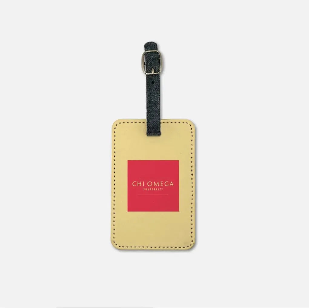 Chi Omega Luggage Tag (Set of 2) - Traditional Logo Straw Luggage Tags