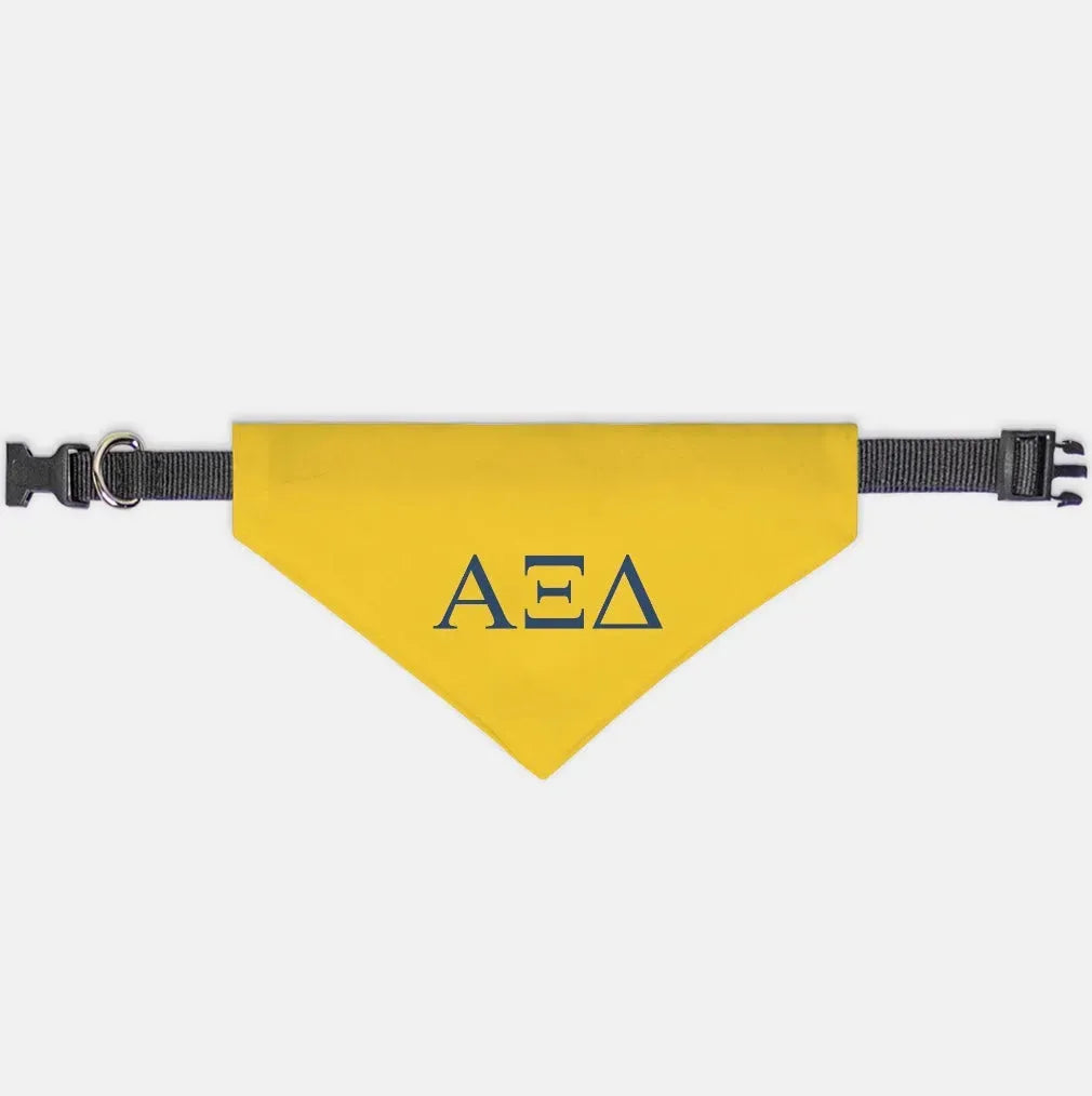 Alpha Xi Delta Pet Bandana - Greek Letters Gold Small Pet Bandanas