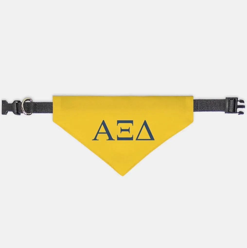 Alpha Xi Delta Pet Bandana - Greek Letters Gold Medium Pet Bandanas