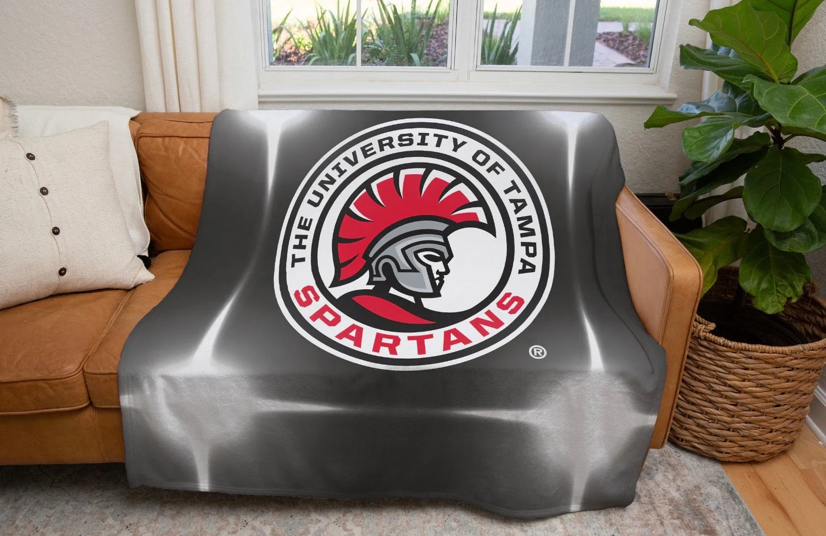 University of Tampa Spartan Flashing Lights  Sherpa Blanket - 60"x80"