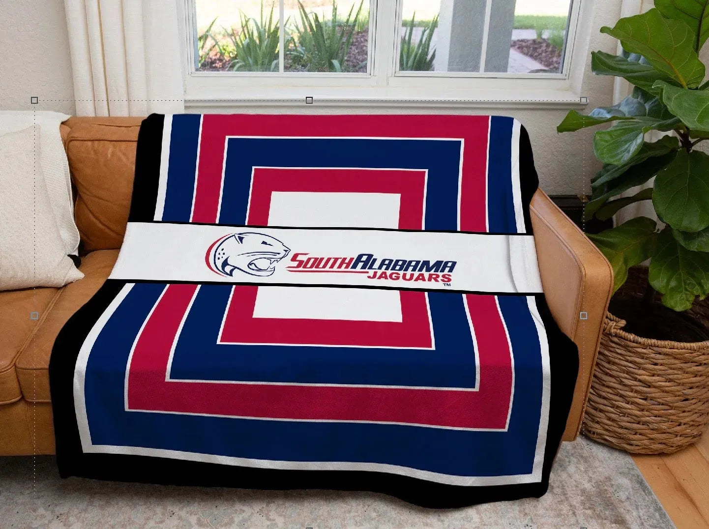 University of South Alabama XL 60x80 Sherpa Blanket - Geo Throw Blankets