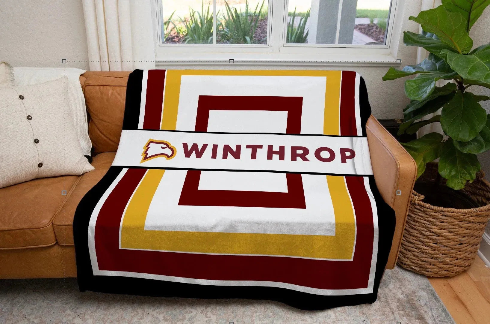 Winthrop University XL 60x80 Sherpa Throw Blanket - Geometric Throw Blankets