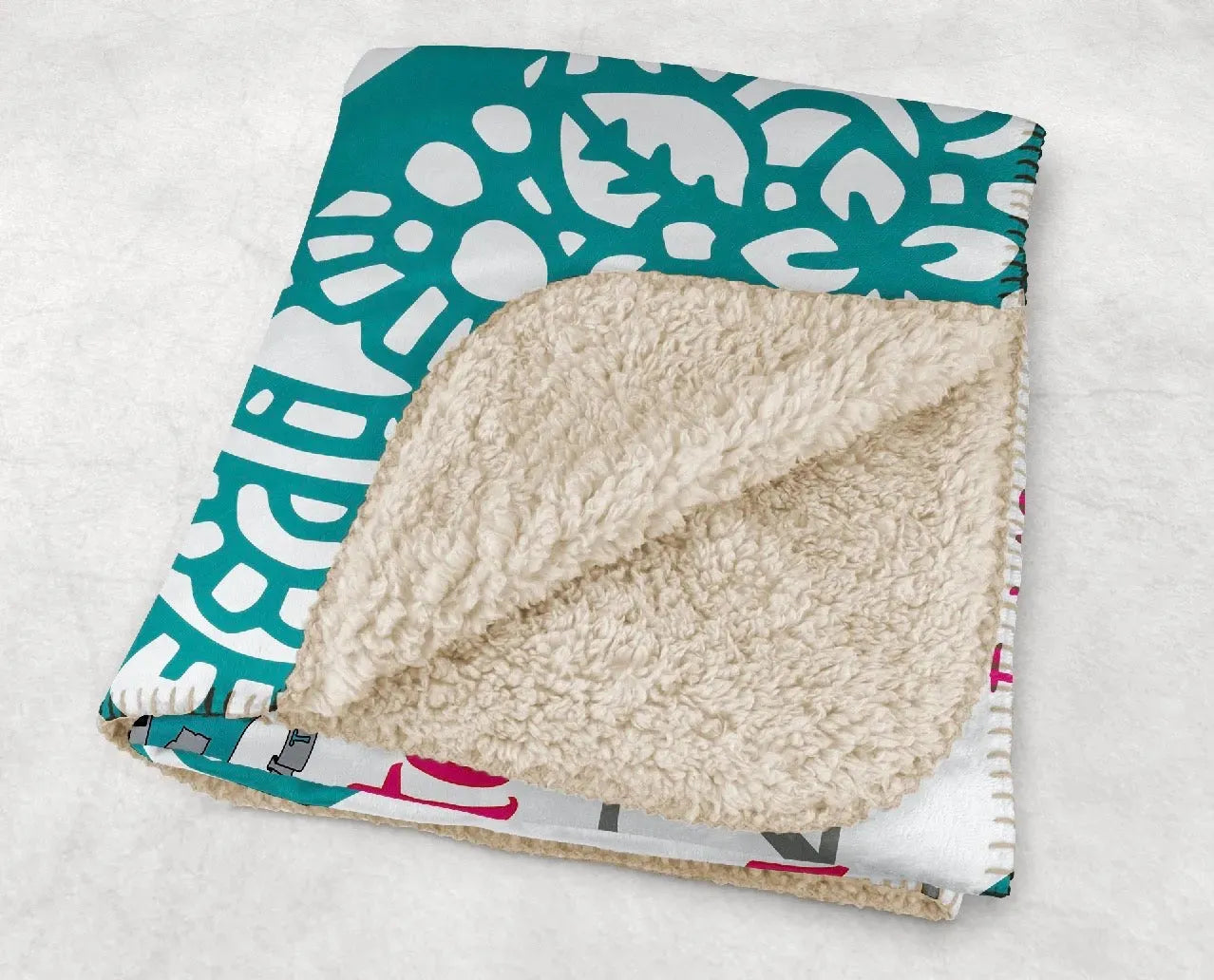 Zeta Tau Alpha XL 60x80 Sherpa Blanket - Mandala Heart Throw Blankets