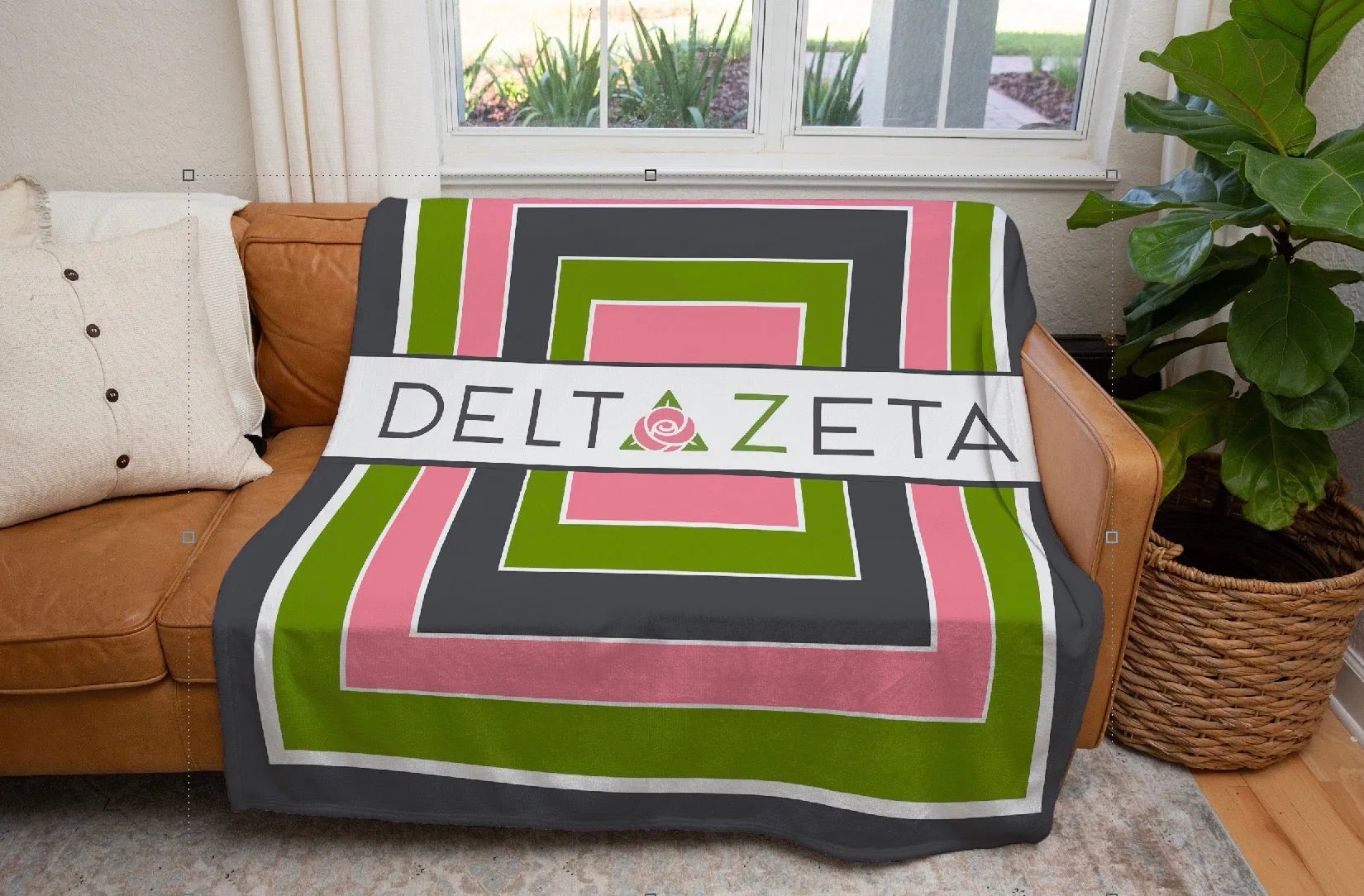 Delta Zeta Sherpa Blanket XL 60x80 Geo | Custom DZ Gifts & Decor