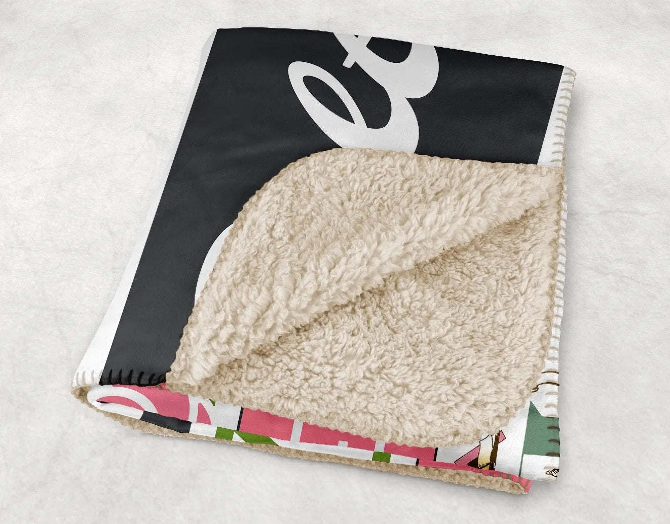 Delta Zeta Sherpa Blanket XL 60x80 - Striped Classic | DZ Gifts