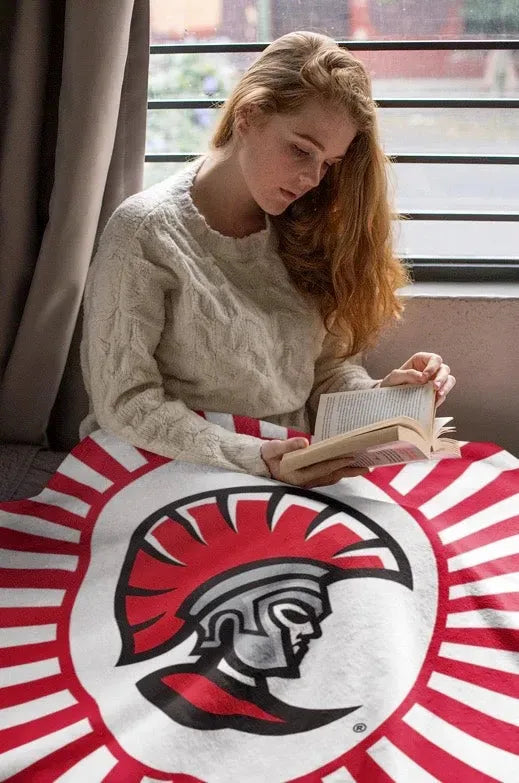 University of Tampa XL 60x80 Sherpa Blanket - Spartan Red Starburst Throw Blankets