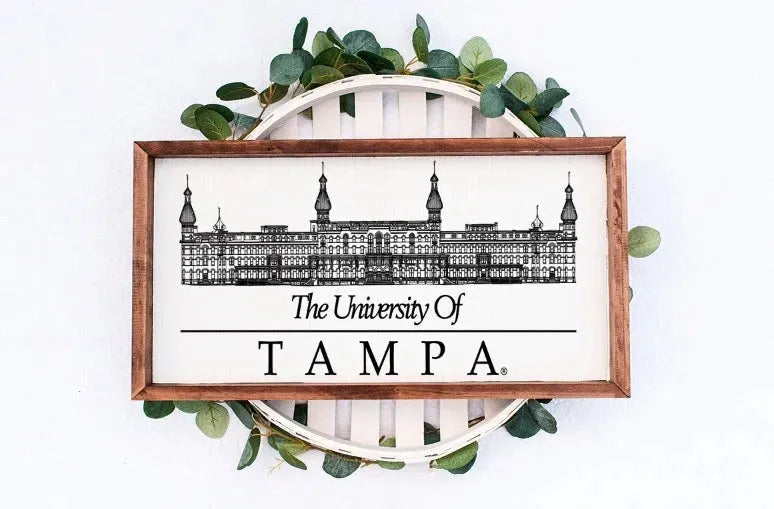 University of Tampa Plant Hall Wood Sign- 12"x24" Wall Art & Signs