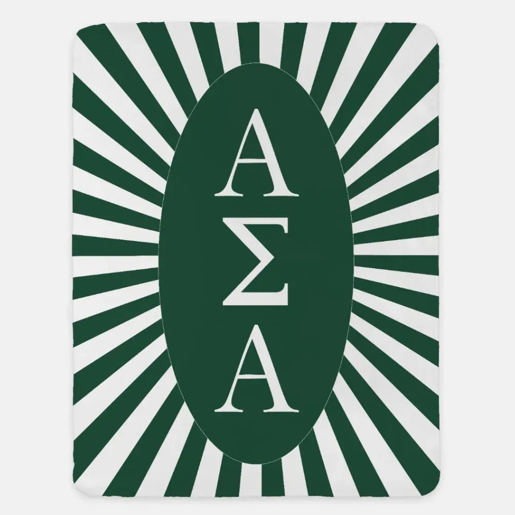 Alpha Sigma Alpha Starburst XL 60x80 Sherpa Throw Blanket Green Throw Blankets