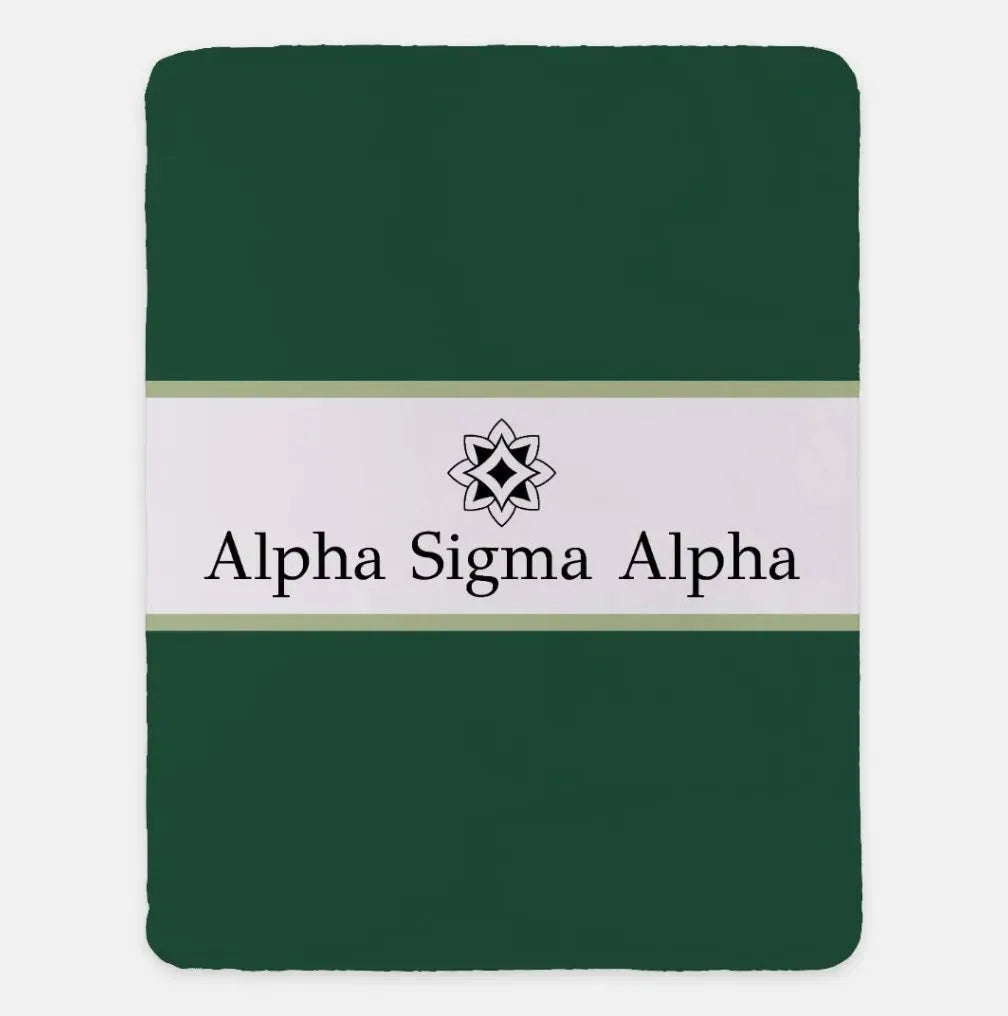 Alpha Sigma Alpha XL 60x80 Sherpa Throw Blanket Green Throw Blankets