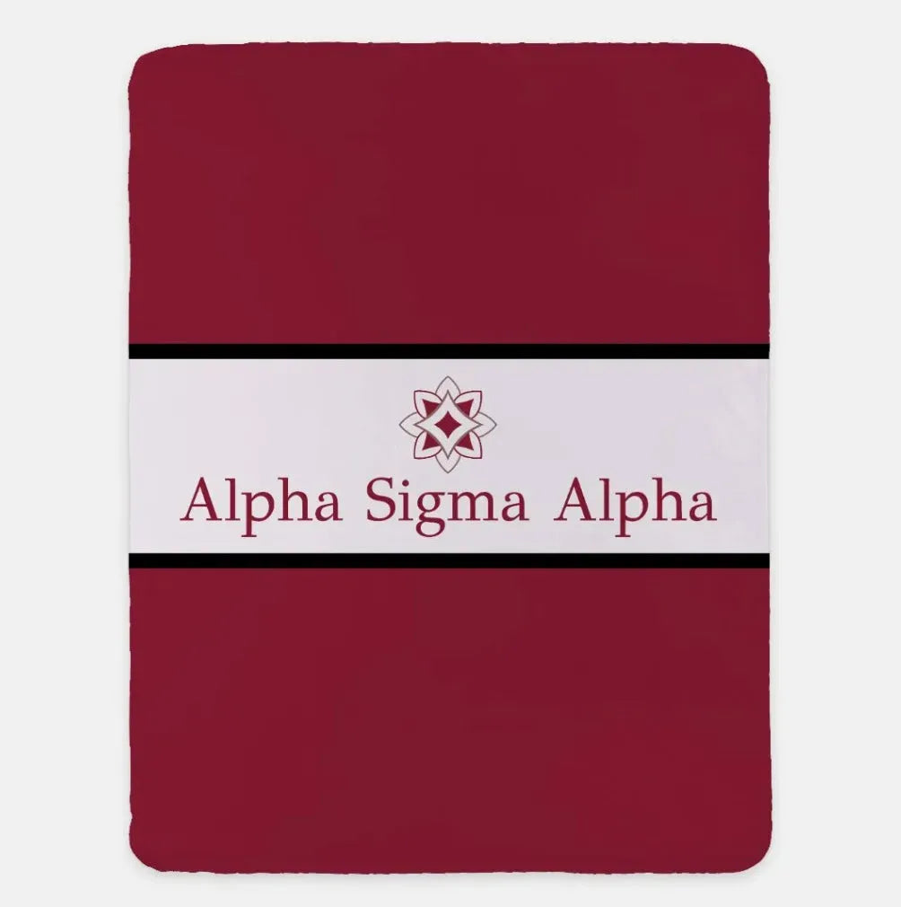 Alpha Sigma Alpha XL 60x80 Sherpa Throw Blanket Crimson Throw Blankets