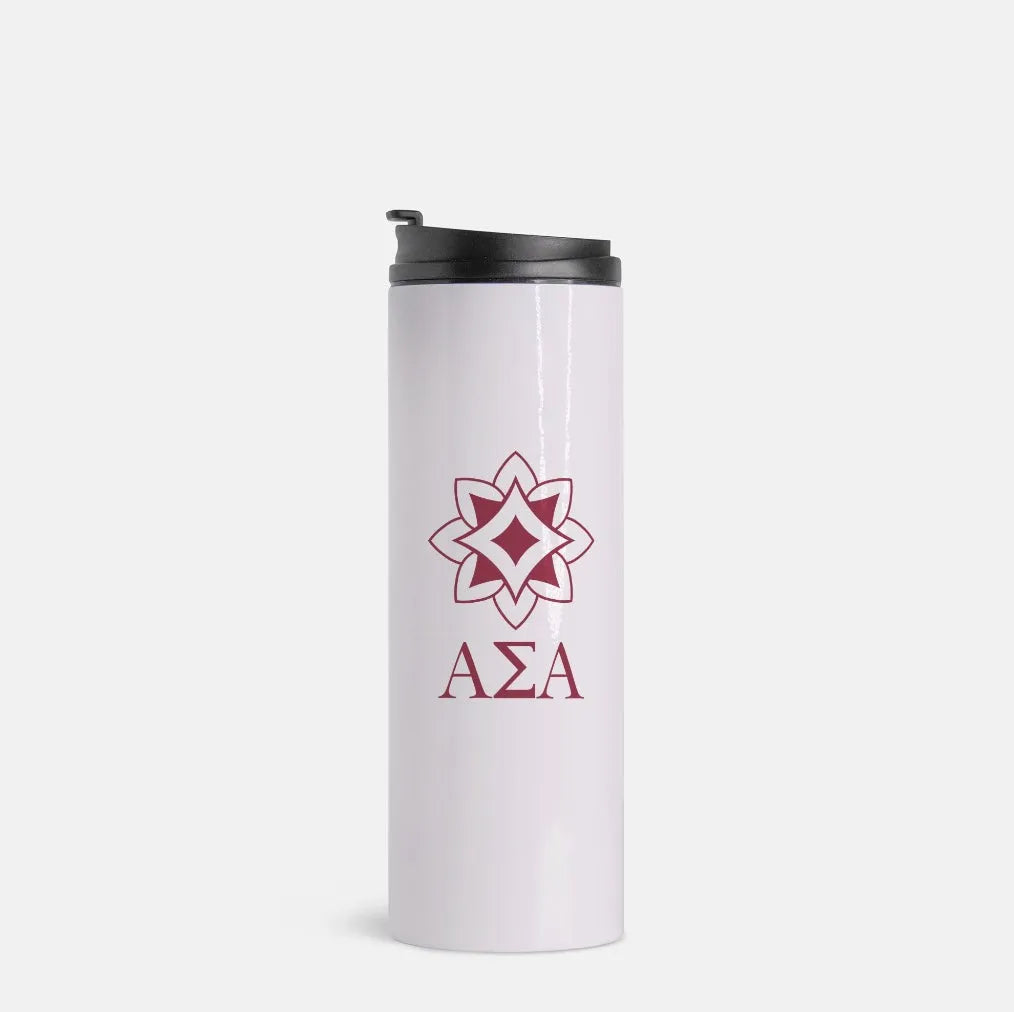 Alpha Sigma Alpha Thermal Tumbler Pearl |Official Merch | Custom Gifts | 
Campus 
Greek Fit