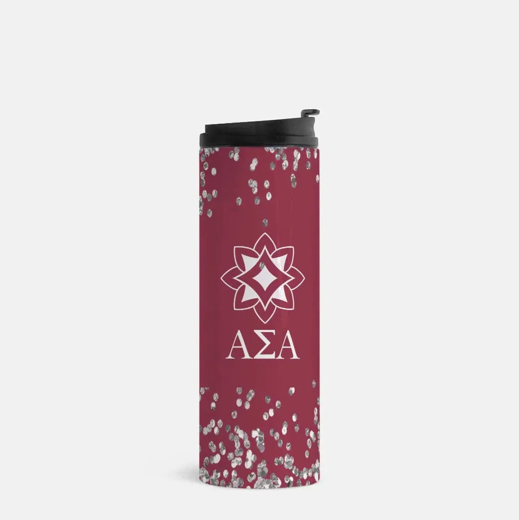 Alpha Sigma Alpha Thermal Tumbler 16 oz. - Crimson Glitter Drinkware