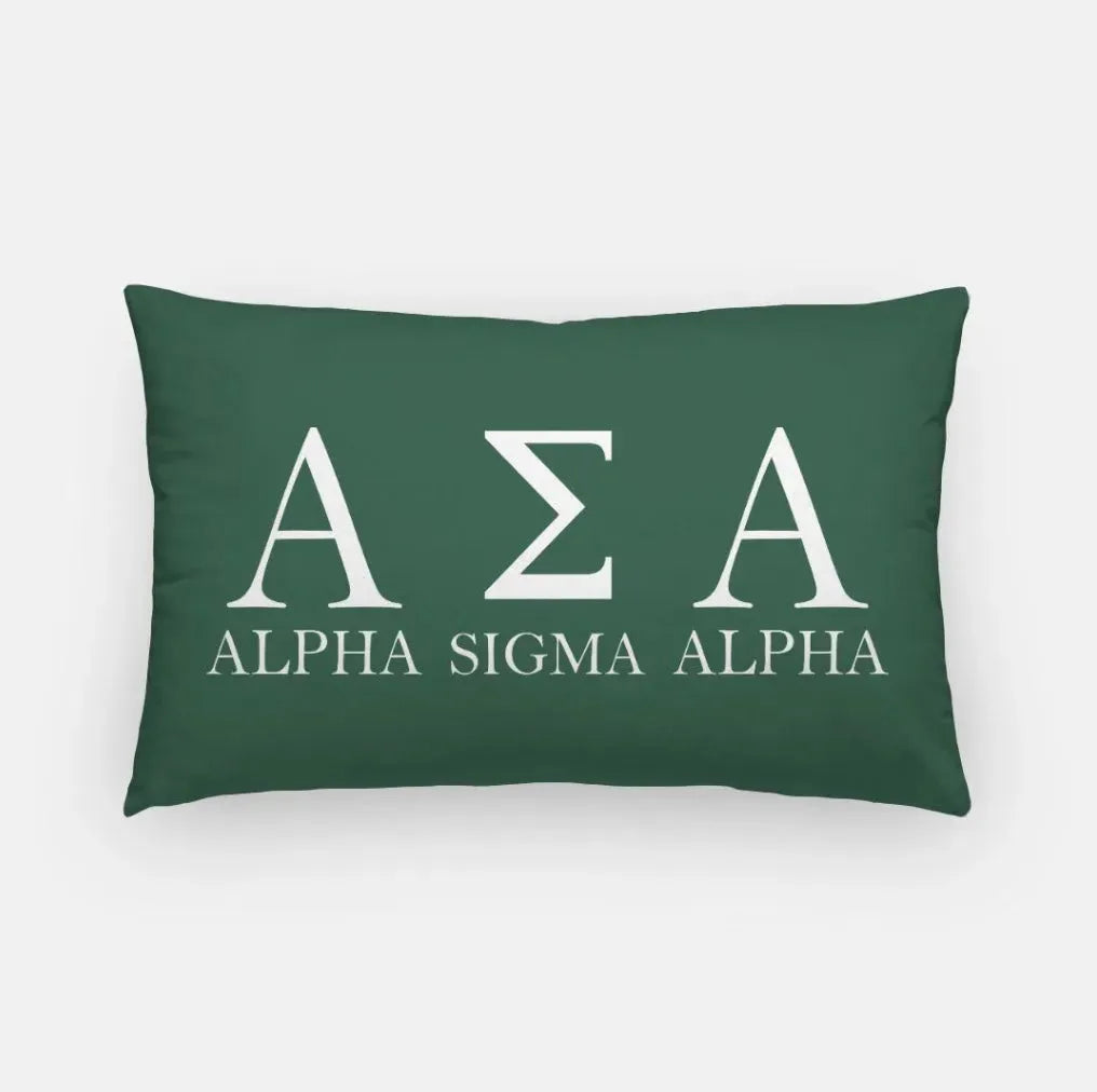 Alpha Sigma Alpha Traditional Lumbar Throw Pillow Cover Green Pillow Covers