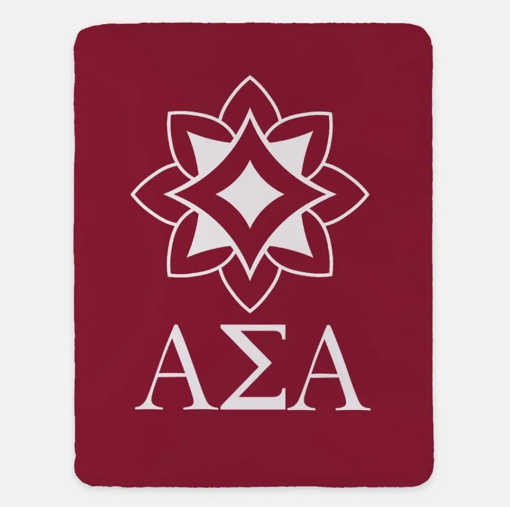 Alpha Sigma Alpha XL 60x80 Traditional Sherpa Throw Blanket Crimson Throw Blankets