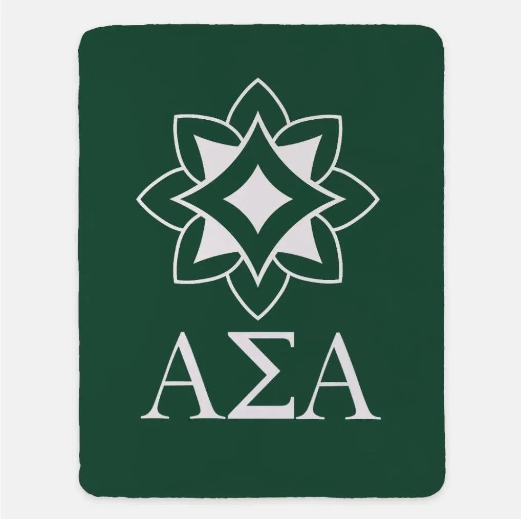 Alpha Sigma Alpha XL 60x80 Traditional Sherpa Throw Blanket Green Throw Blankets