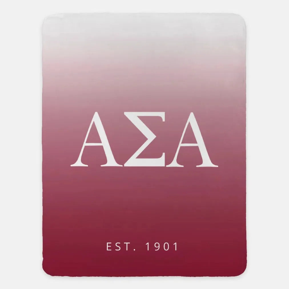 Alpha Sigma Alpha XL 60x80 Sherpa Throw Blanket - Gradient Crimson Throw Blankets