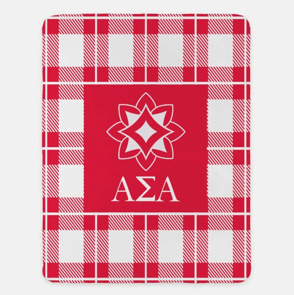 Alpha Sigma Alpha Plaid Sherpa Blanket - 60"x80" | Official Gift Shop