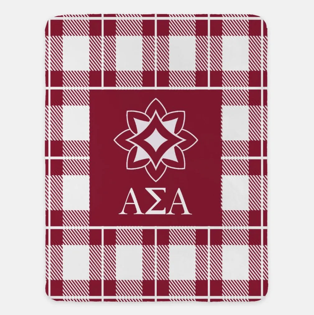 Alpha Sigma Alpha Plaid Sherpa Blanket - 60"x80" | Official Gift Shop