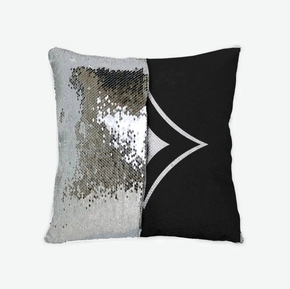 Alpha Sigma Alpha Sequin Pillow Cover - Badgemark Black Silver Pillow Covers