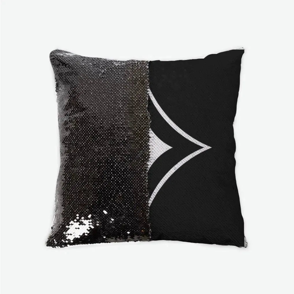 Alpha Sigma Alpha Sequin Pillow Cover - Badgemark Black Black Pillow Covers