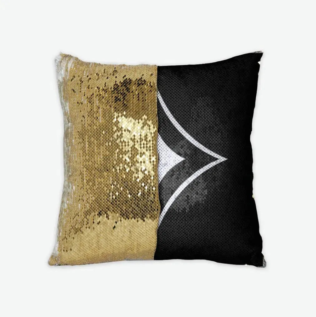 Alpha Sigma Alpha Sequin Pillow Cover - Badgemark Black Gold Pillow Covers