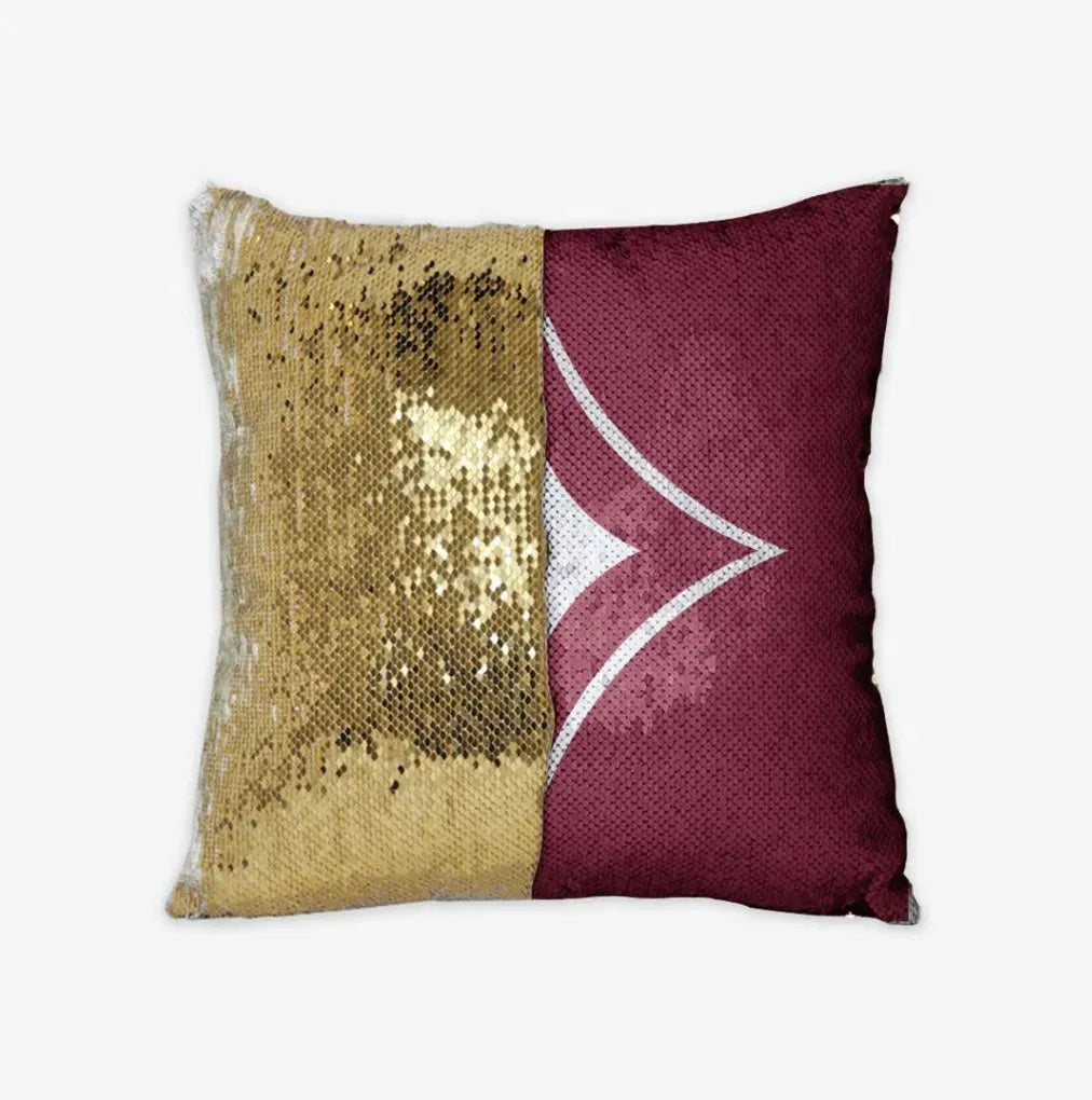 Alpha Sigma Alpha Sequin Pillow Cover - Badgemark Crimson Gold Pillow Covers