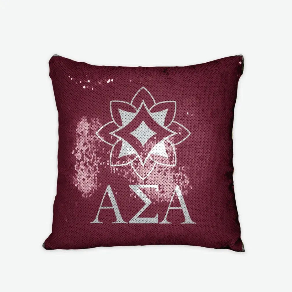Alpha Sigma Alpha Sequin Pillow Cover - Logomark Pillow Covers