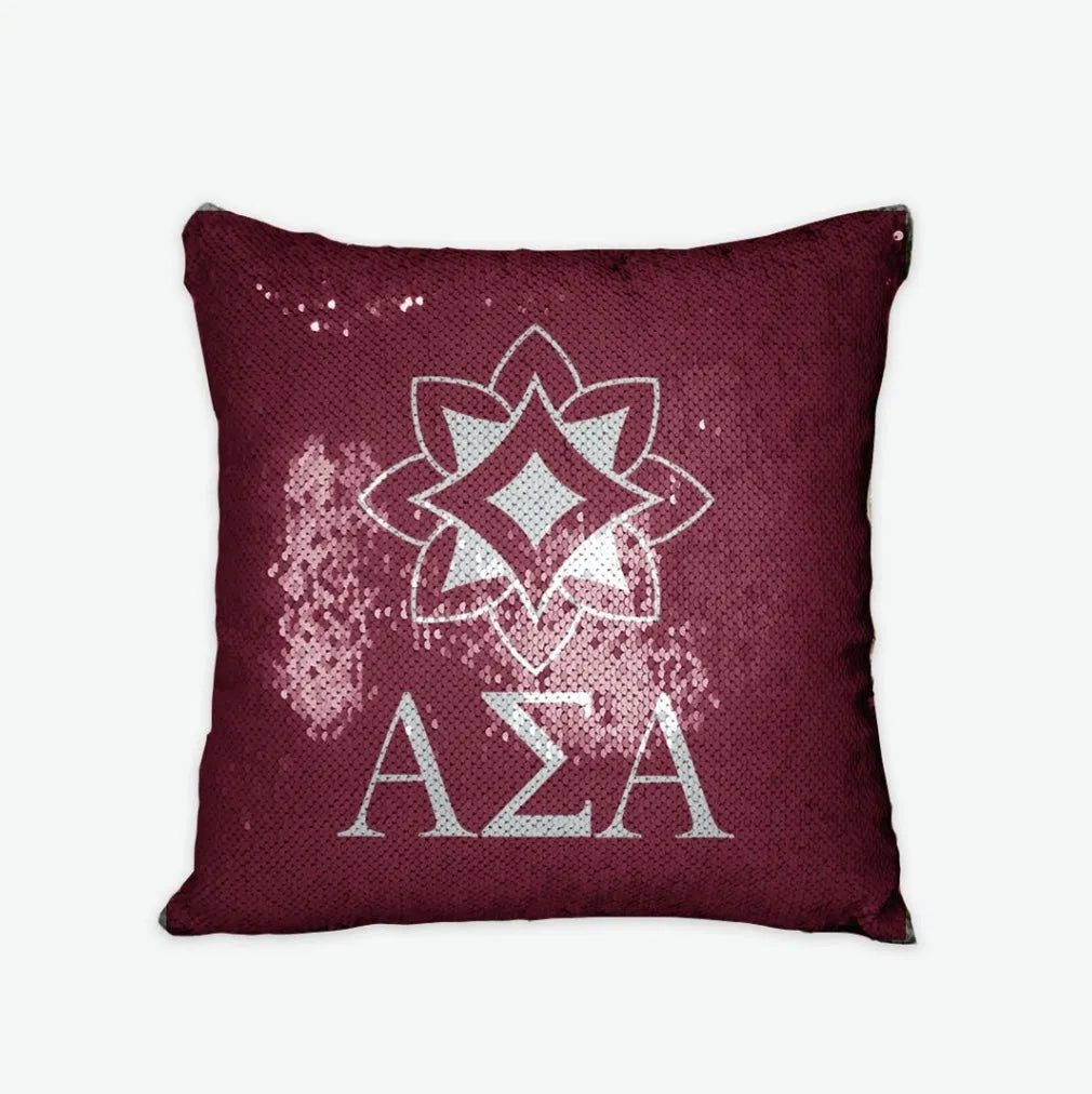 Alpha Sigma Alpha Sequin Reversible Pillow Cover - Logomark | Gifts and Dorm Decor | Festive Fit Home