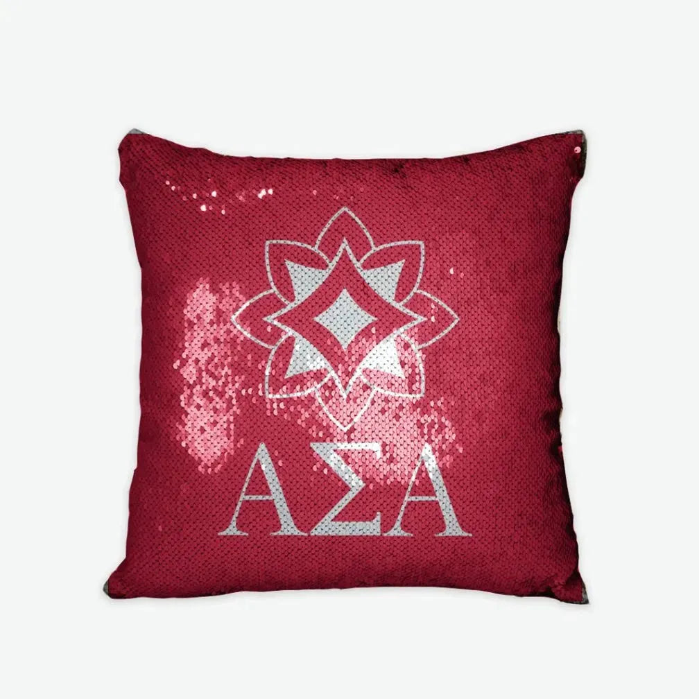 Alpha Sigma Alpha Sequin Pillow Cover - Logomark Pillow Covers