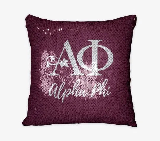 Alpha Phi Sequin Pillow Cover - Bordeaux Pillow Covers